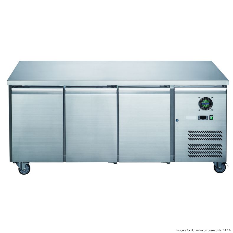 FED-X Stainless Steel Three Door Bench Freezer - XUB7F18S3V main product photo