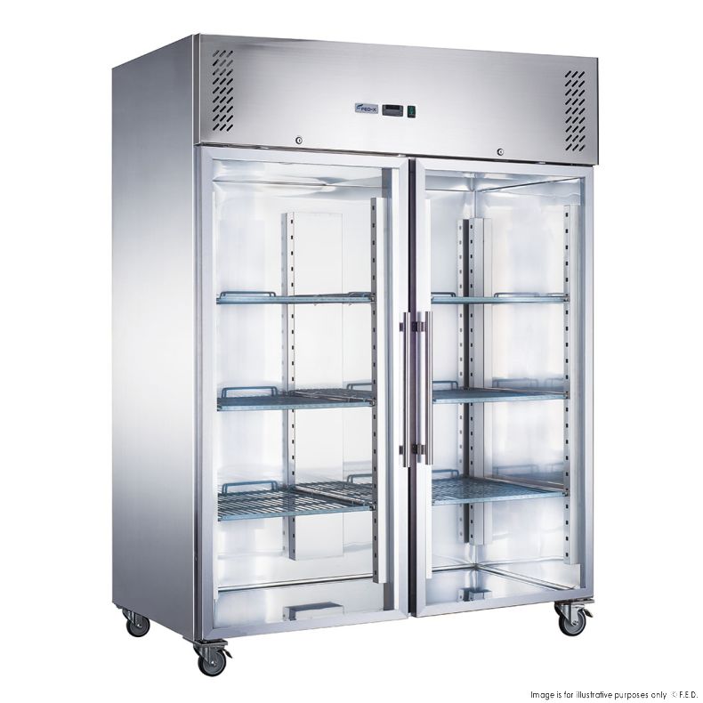 FED-X S/S Two Full Glass Door Upright Fridge - XURC1200G2V main product photo