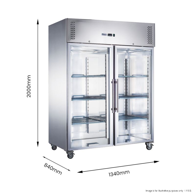 FED-X S/S Two Full Glass Door Upright Freezer - XURF1200G2V