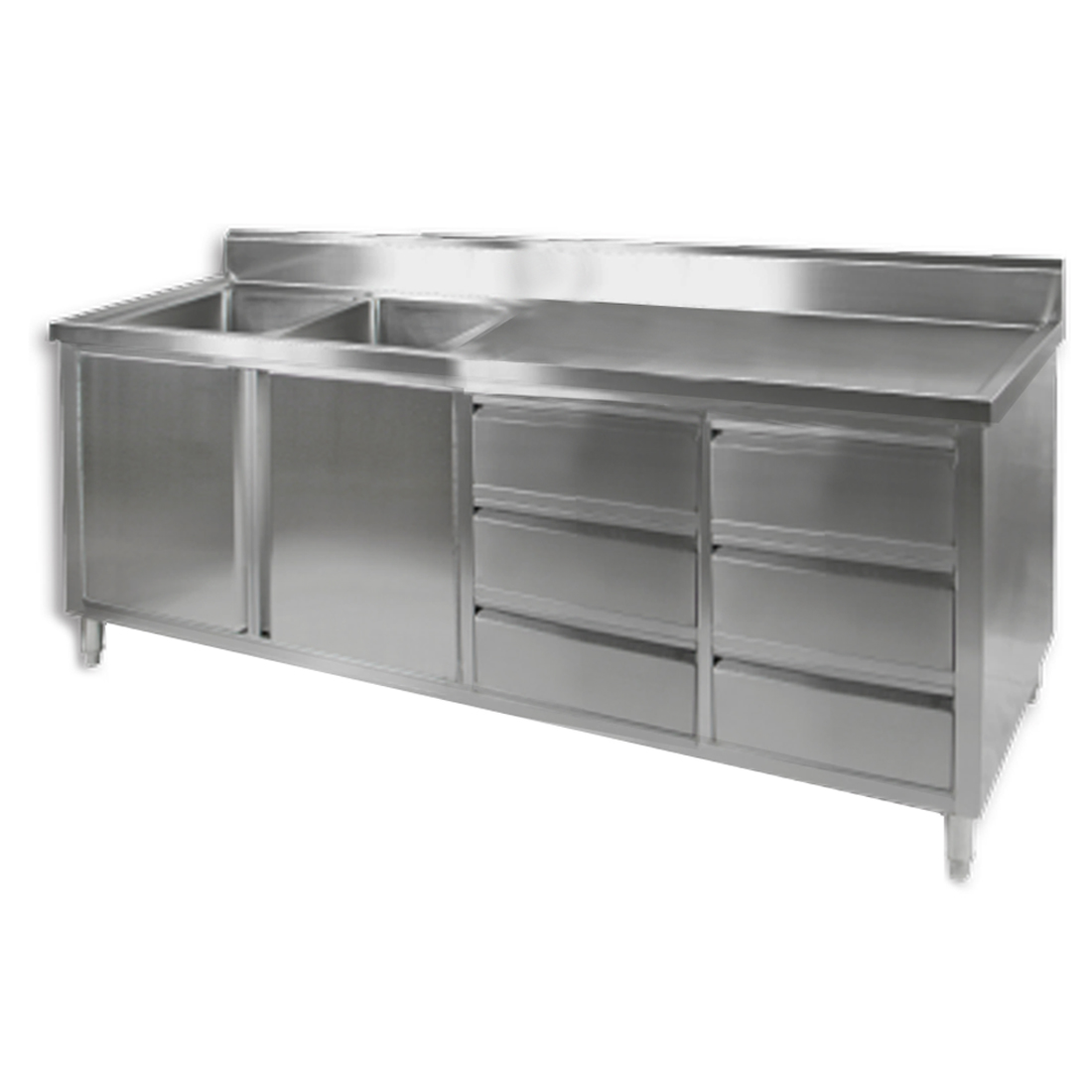 Modular Systems DSC-2100L-H Kitchen Tidy Cabinet with Double Left Sinks