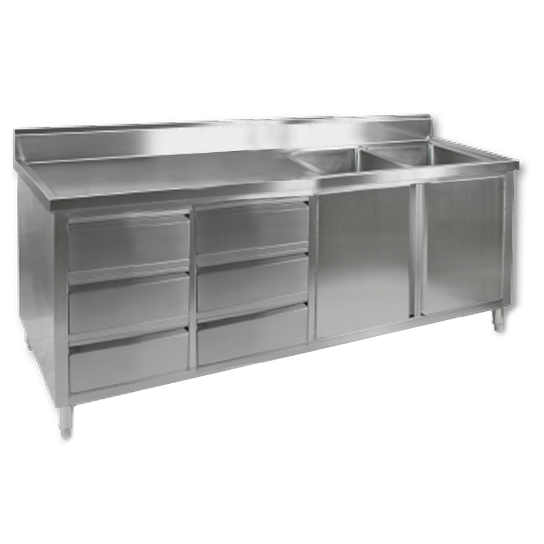 Modular Systems DSC-2400R-H Kitchen Tidy Cabinet with Double Right Sinks