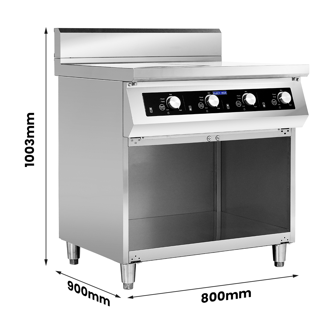 Electmax EIC9-800P 900 Series Induction 4 Burner Cooker with Splashback