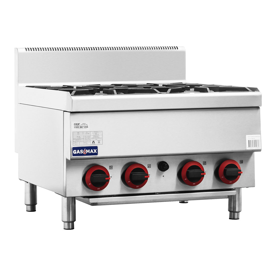 Gasmax JUS-TR-4B Benchtop Natural Gas 4 Burner Cooktop w/ Splashback