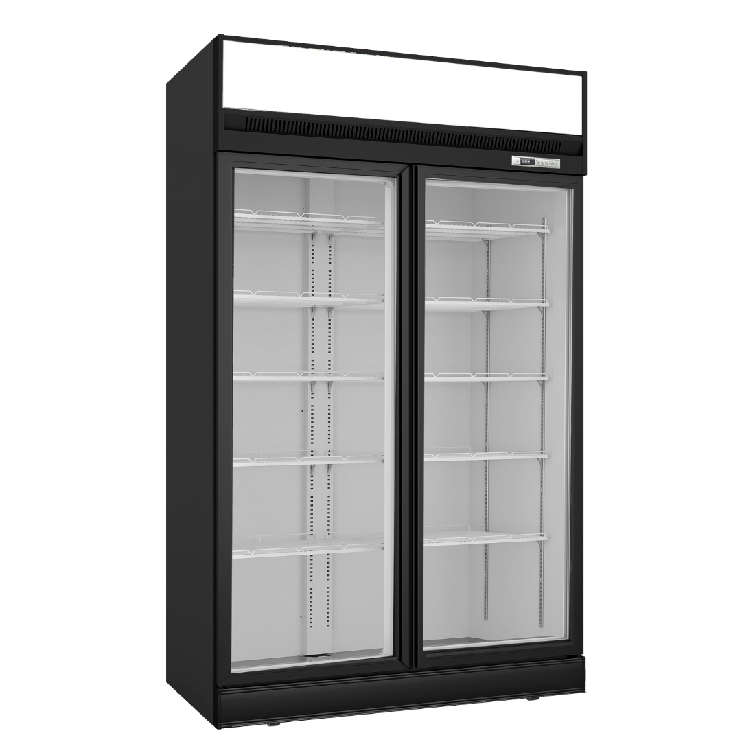 Thermaster LG-1006DF Black Upright Double Glass Door Freezer