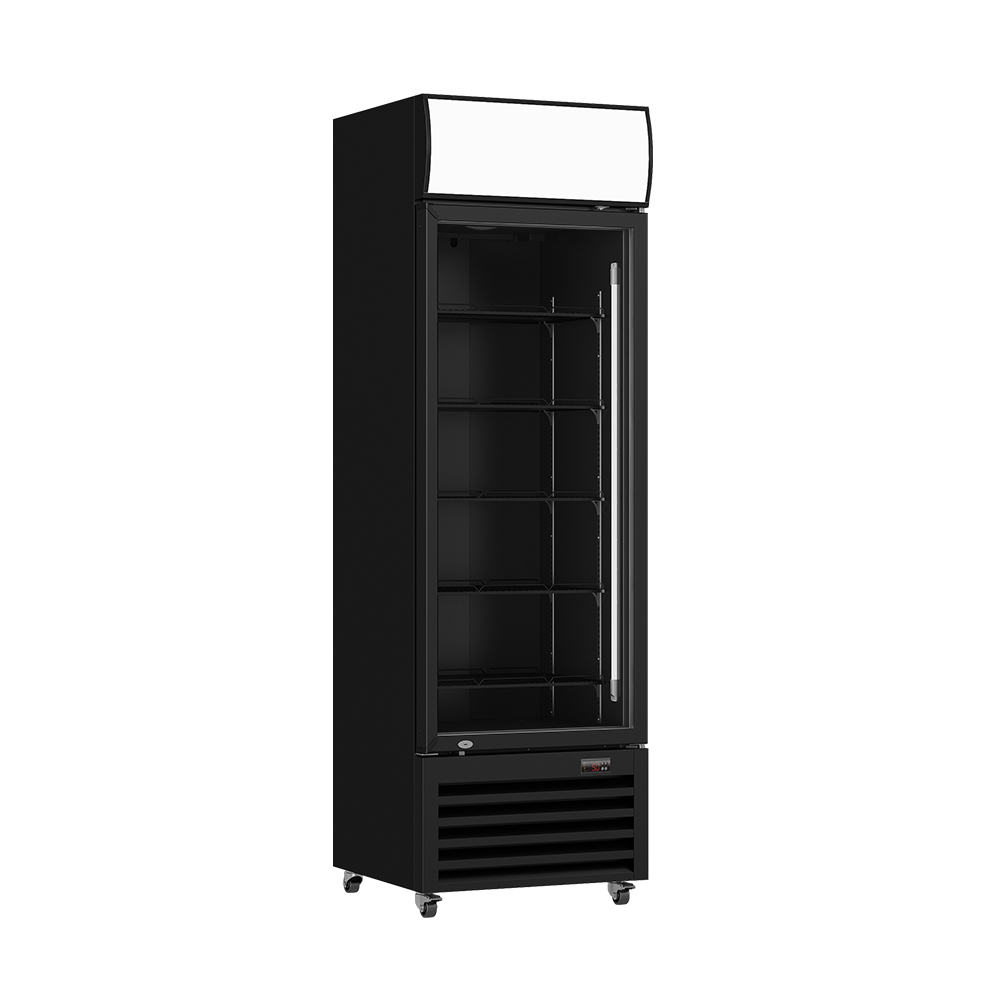 Thermaster LG-540BP Single Glass Door Black Colourbond Upright Drink Fridge
