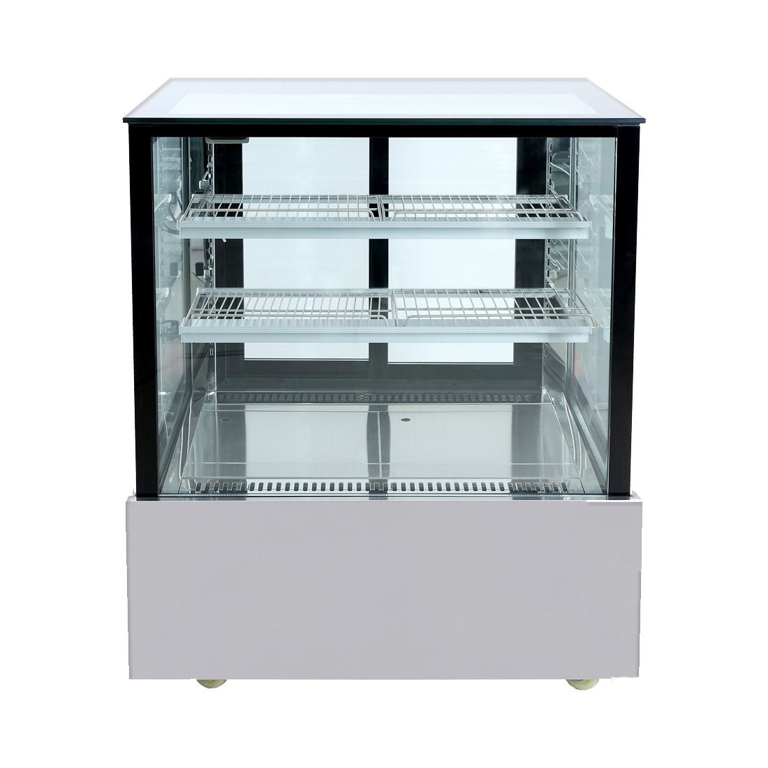 Bonvue SSU90-2XB Black Trim Square Glass Cake Display 2 Shelves