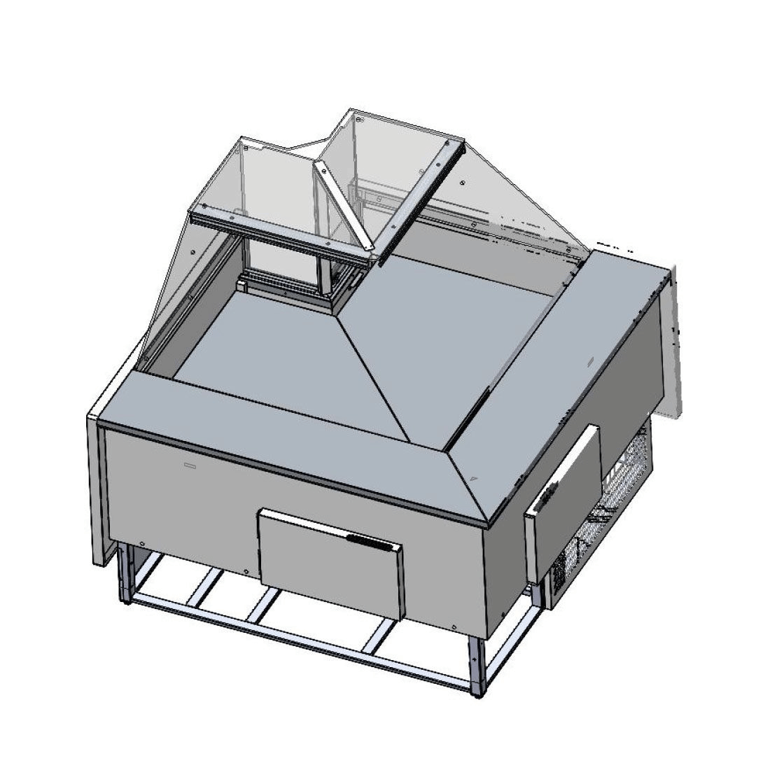 Tecnodom TDMR-08I Series MR80 Black Corner Deli Display w/ Storage and Castors