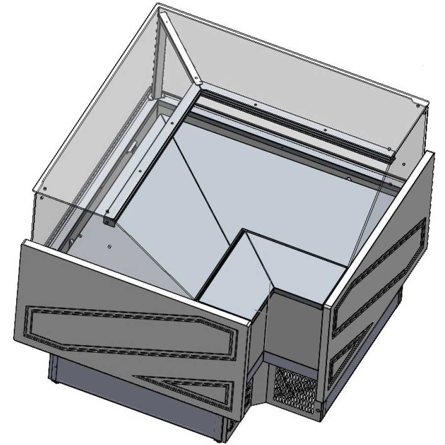 Tecnodom TDMR-E Series MR9.5 Black Corner Deli Display w/ Storage and Castors