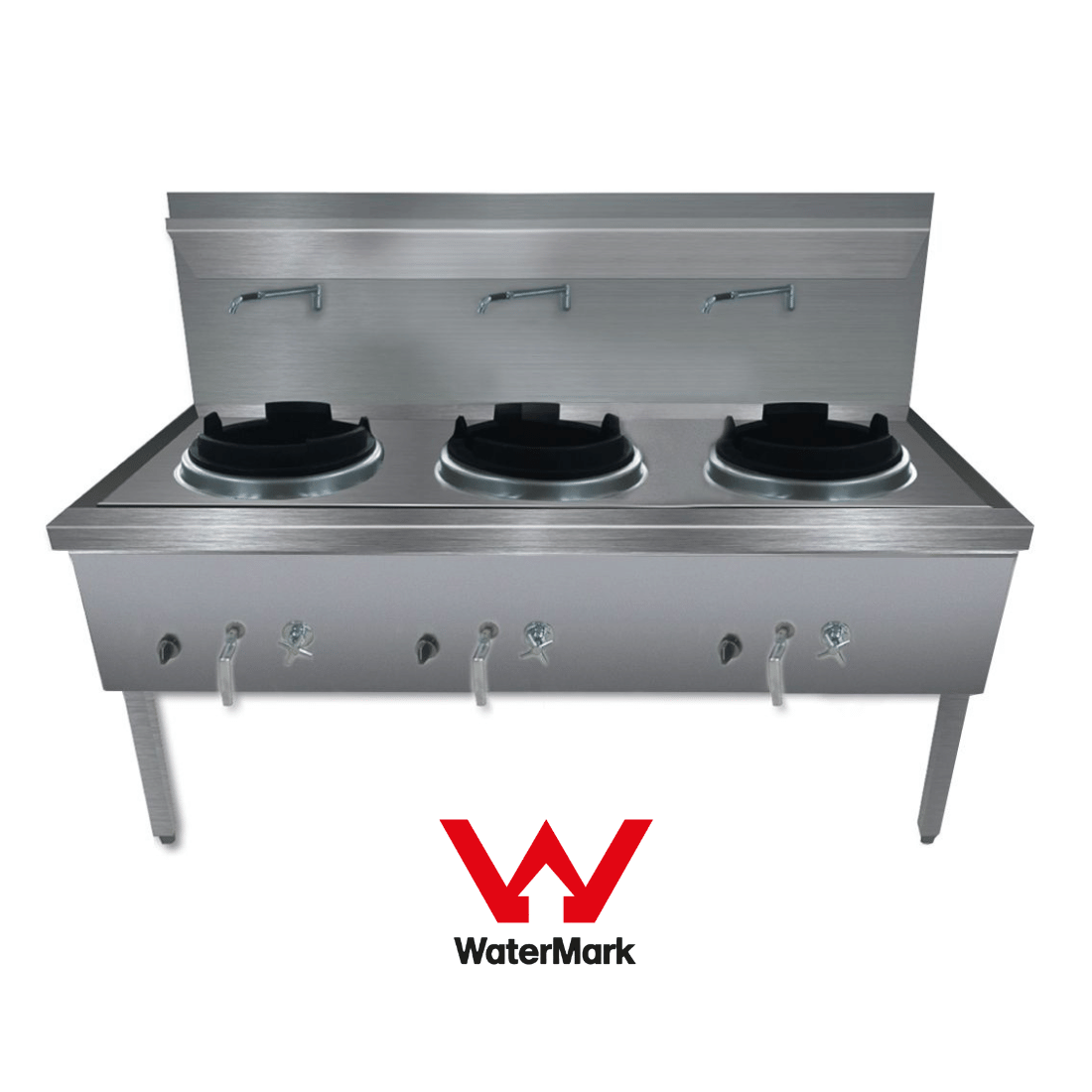 Gasmax WW-3LC Stainless Steel Waterless LPG Triple Wok Chimney Burner