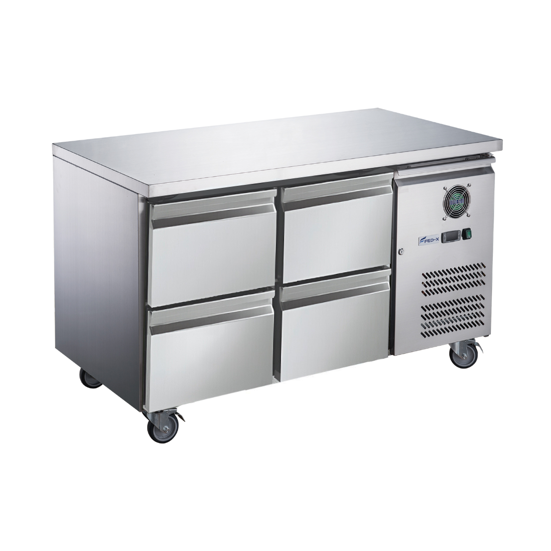FED-X XUB7C13S2D S/S Four-Door Bench Fridge with Drawers