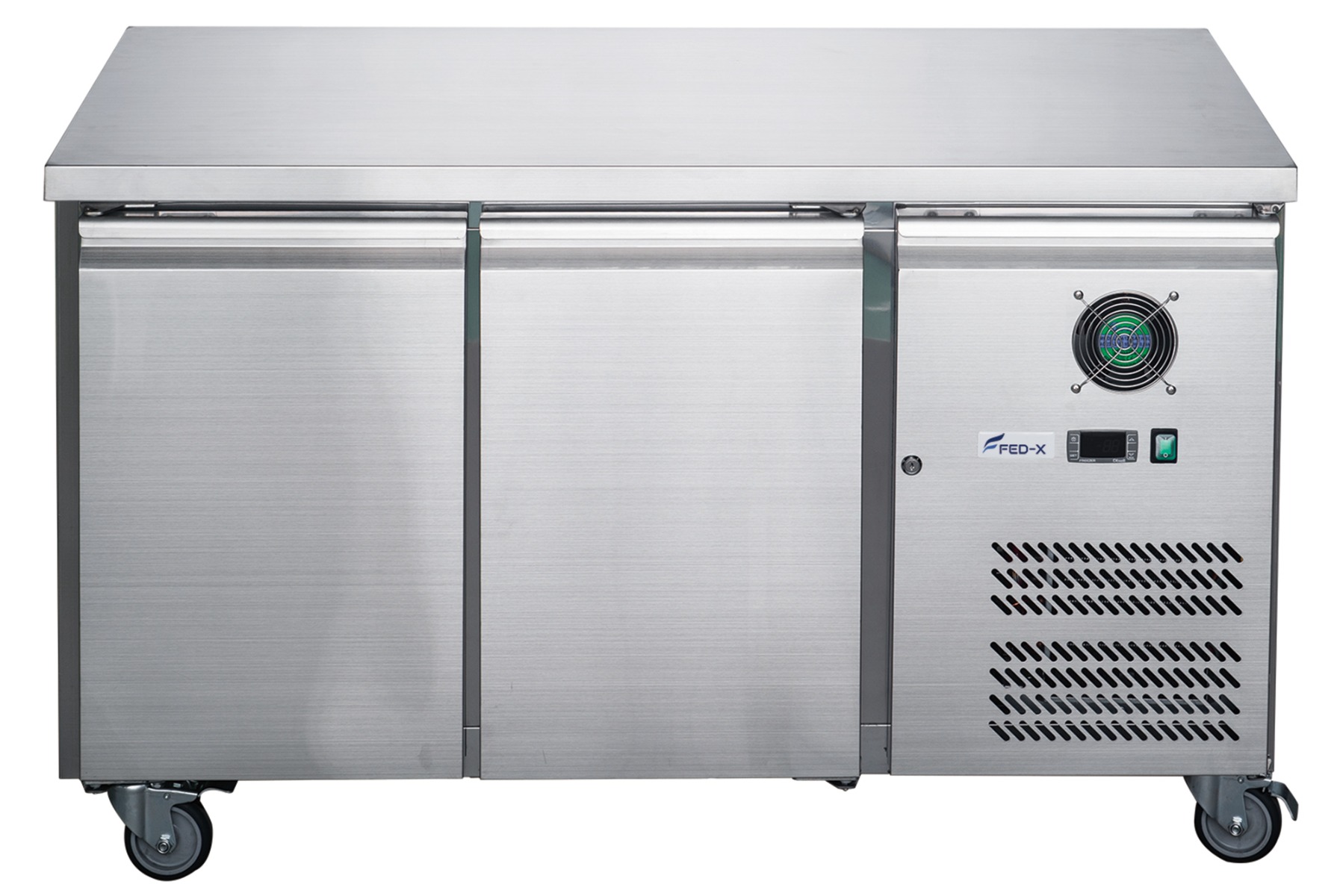 FED-X XUB7F13S2V Stainless Steel Two Door Bench Freezer