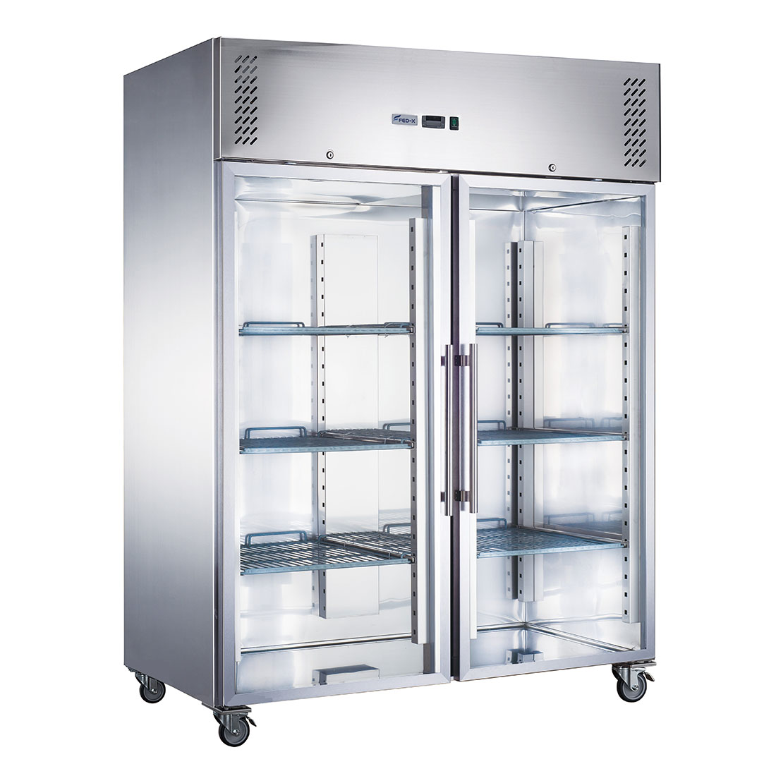 FED-X XURC1410G2V S/S Two Full Glass Door Upright Fridge