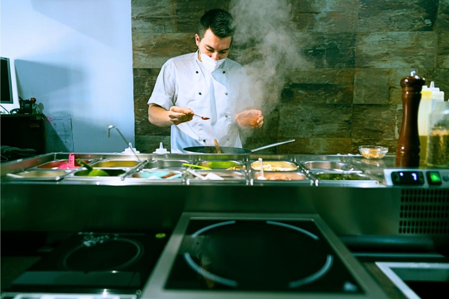 cook making food